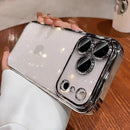 Glitzernde transparente Handyhülle mit Plattierung – Slim Cover mit Kameraschutz für iPhone 14–17 Pro Max & Air