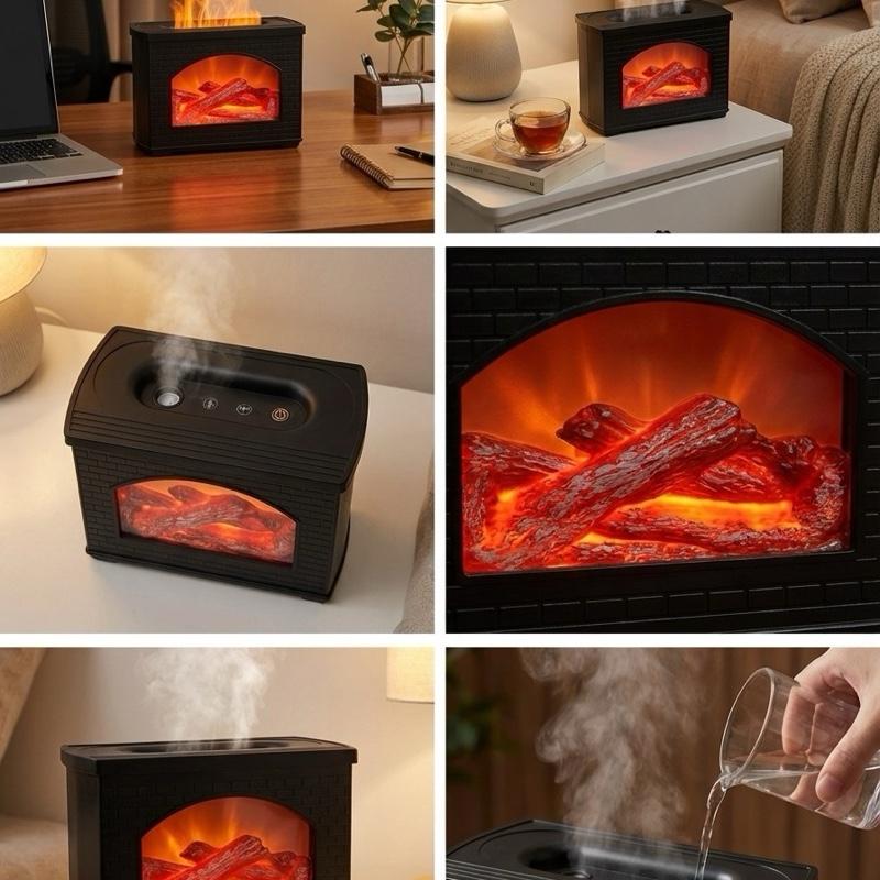 Kamin-Luftbefeuchter mit Flammen-Simulation für optimale Luftfeuchtigkeit und gemütliche Atmosphäre