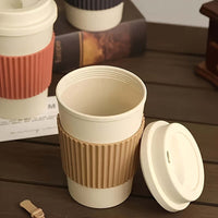 Weizenstroh Kaffeebecher | Silikondeckel | Wiederverwendbar