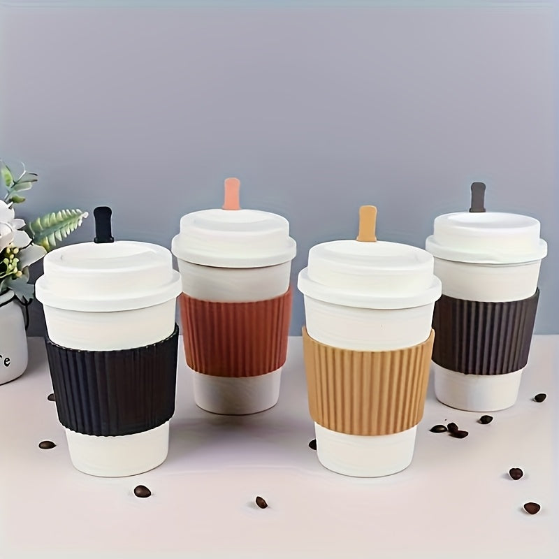 Weizenstroh Kaffeebecher | Silikondeckel | Wiederverwendbar