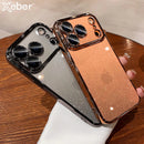 Glitzernde transparente Handyhülle mit Plattierung – Slim Cover mit Kameraschutz für iPhone 14–17 Pro Max & Air