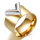 Fashion Famous Brand Women Ring Jewelry Double Color Gold Anillos Mujer Femmel Titanium Steel High Polished Luxury