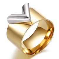 Fashion Famous Brand Women Ring Jewelry Double Color Gold Anillos Mujer Femmel Titanium Steel High Polished Luxury