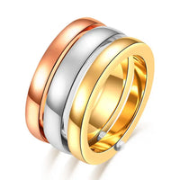 Gorgeous Three Ring Set For Women High Quality Stainless Steel three colors Crystal Clover Ring With crystals