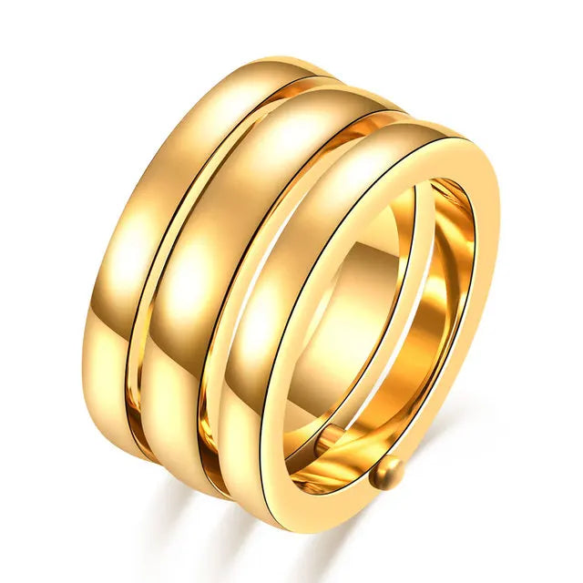 Gorgeous Three Ring Set For Women High Quality Stainless Steel three colors Crystal Clover Ring With crystals