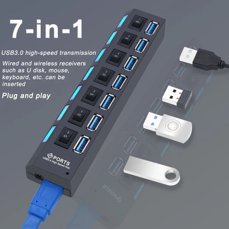USB Hub 3.0 | 4/7 Ports | Multi-Splitter
