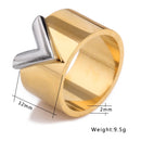Fashion Famous Brand Women Ring Jewelry Double Color Gold Anillos Mujer Femmel Titanium Steel High Polished Luxury