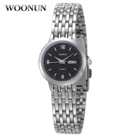 Luxuriöse Damenarmbanduhr aus Edelstahl – Quarzwerk mit Datumsanzeige, Goldfarbenes Design im Geneva-Stil