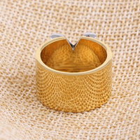 Fashion Famous Brand Women Ring Jewelry Double Color Gold Anillos Mujer Femmel Titanium Steel High Polished Luxury