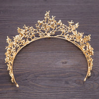 FORSEVEN Gold Color Tiaras Crown Baroque Style Bride Hair Jewelry Headpiece Shining Crystal Noiva Wedding Girls Hair Accessories