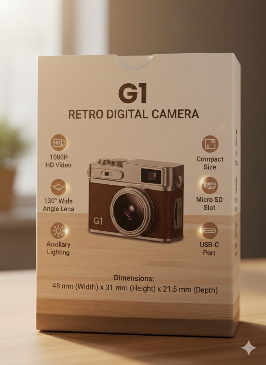 Mini Retro Kamera G1 + 32GB SD Karte - Neu & OVP