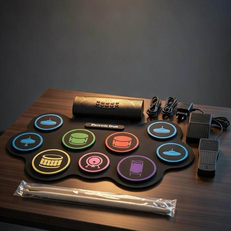 Elektrisches Roll‑Up Schlagzeug – 9 Pads – Tragbar – MIDI
