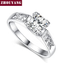 ZHOUYANG Wedding Ring For Women Classical 6mm Prong Setting Cubic Zirconia Engagement Fashion Jewelry Brithday Gift R051 R052