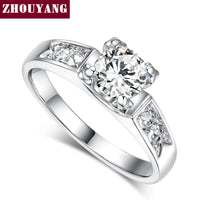 ZHOUYANG Wedding Ring For Women Classical 6mm Prong Setting Cubic Zirconia Engagement Fashion Jewelry Brithday Gift R051 R052