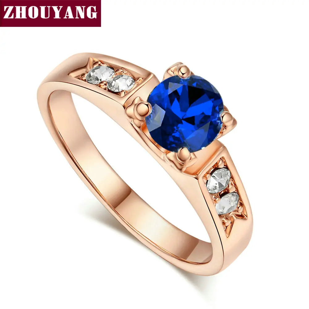 ZHOUYANG Wedding Ring For Women Classical 6mm Prong Setting Cubic Zirconia Engagement Fashion Jewelry Brithday Gift R051 R052