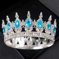 Baroque Round Wedding Crown Bridal Pageant Rhinestone Crystal Tiaras Crown Molding Headpieces For Queens and King
