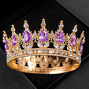 Baroque Round Wedding Crown Bridal Pageant Rhinestone Crystal Tiaras Crown Molding Headpieces For Queens and King