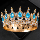 Baroque Round Wedding Crown Bridal Pageant Rhinestone Crystal Tiaras Crown Molding Headpieces For Queens and King
