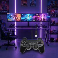 USB Kabelgebundener PC-Gamecontroller - Kompatibel mit Windows XP/7/8/10, Schwarzer Joystick für Laptop & Computer