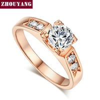 ZHOUYANG Wedding Ring For Women Classical 6mm Prong Setting Cubic Zirconia Engagement Fashion Jewelry Brithday Gift R051 R052