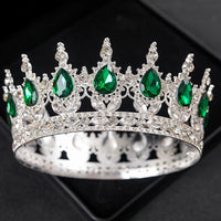 Baroque Round Wedding Crown Bridal Pageant Rhinestone Crystal Tiaras Crown Molding Headpieces For Queens and King