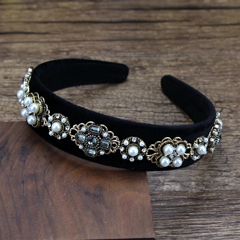 Handmade Black And Gray Luxury Crystal Stone Bridal Headbands Rhinestone Wedding Hairbands For Women Fashion Hair Accessories