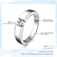 ZHOUYANG 4.5mm Hearts and Arrows Cubic Zirconia Wedding Ring Rose Gold Color & Silver Color Classical Finger Ring R400 R406