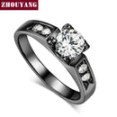 ZHOUYANG Wedding Ring For Women Classical 6mm Prong Setting Cubic Zirconia Engagement Fashion Jewelry Brithday Gift R051 R052