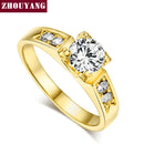 ZHOUYANG Wedding Ring For Women Classical 6mm Prong Setting Cubic Zirconia Engagement Fashion Jewelry Brithday Gift R051 R052