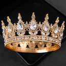 Baroque Round Wedding Crown Bridal Pageant Rhinestone Crystal Tiaras Crown Molding Headpieces For Queens and King