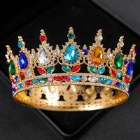 Baroque Round Wedding Crown Bridal Pageant Rhinestone Crystal Tiaras Crown Molding Headpieces For Queens and King