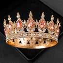 Baroque Round Wedding Crown Bridal Pageant Rhinestone Crystal Tiaras Crown Molding Headpieces For Queens and King