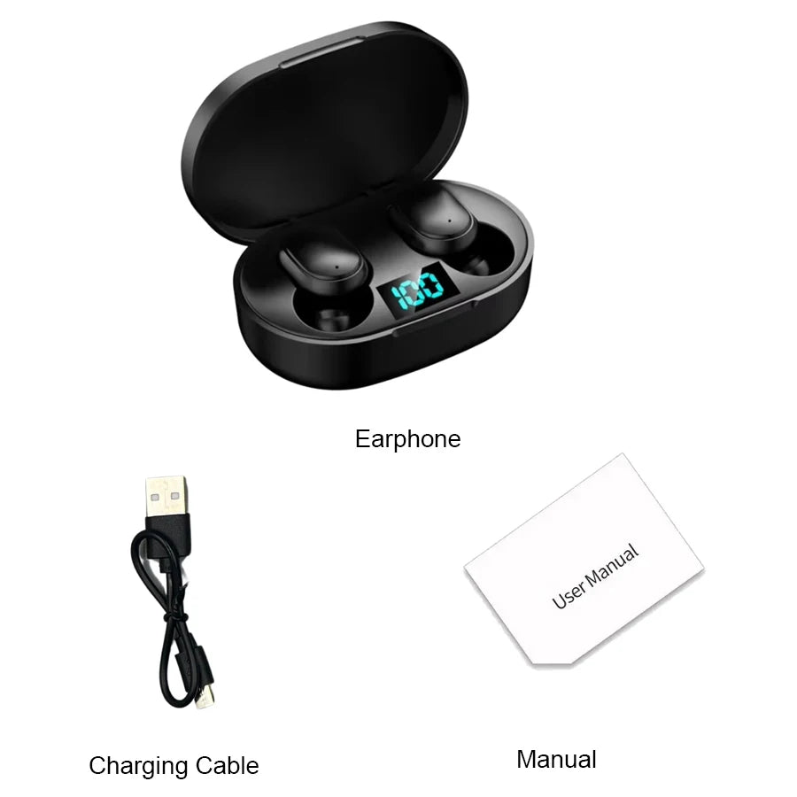 E6S TWS Bluetooth-Kopfhörer – Kabelloses Headset mit Mikrofon & Geräuschunterdrückung, kompatibel mit Xiaomi & iPhone