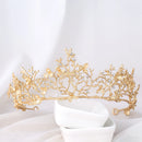 FORSEVEN Gold Color Tiaras Crown Baroque Style Bride Hair Jewelry Headpiece Shining Crystal Noiva Wedding Girls Hair Accessories
