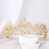 FORSEVEN Gold Color Tiaras Crown Baroque Style Bride Hair Jewelry Headpiece Shining Crystal Noiva Wedding Girls Hair Accessories