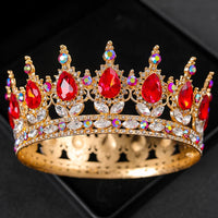 Baroque Round Wedding Crown Bridal Pageant Rhinestone Crystal Tiaras Crown Molding Headpieces For Queens and King