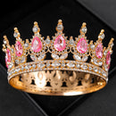 Baroque Round Wedding Crown Bridal Pageant Rhinestone Crystal Tiaras Crown Molding Headpieces For Queens and King
