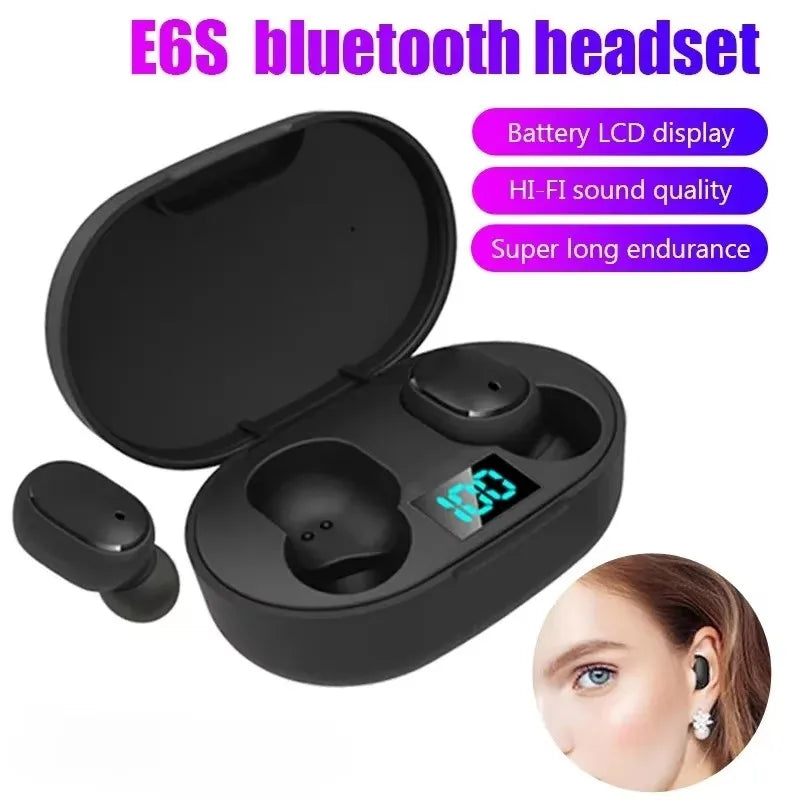 E6S TWS Bluetooth-Kopfhörer – Kabelloses Headset mit Mikrofon & Geräuschunterdrückung, kompatibel mit Xiaomi & iPhone