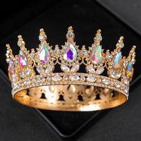 Baroque Round Wedding Crown Bridal Pageant Rhinestone Crystal Tiaras Crown Molding Headpieces For Queens and King