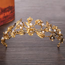 FORSEVEN Gold Color Tiaras Crown Baroque Style Bride Hair Jewelry Headpiece Shining Crystal Noiva Wedding Girls Hair Accessories