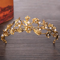 FORSEVEN Gold Color Tiaras Crown Baroque Style Bride Hair Jewelry Headpiece Shining Crystal Noiva Wedding Girls Hair Accessories
