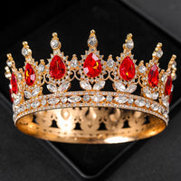 Baroque Round Wedding Crown Bridal Pageant Rhinestone Crystal Tiaras Crown Molding Headpieces For Queens and King