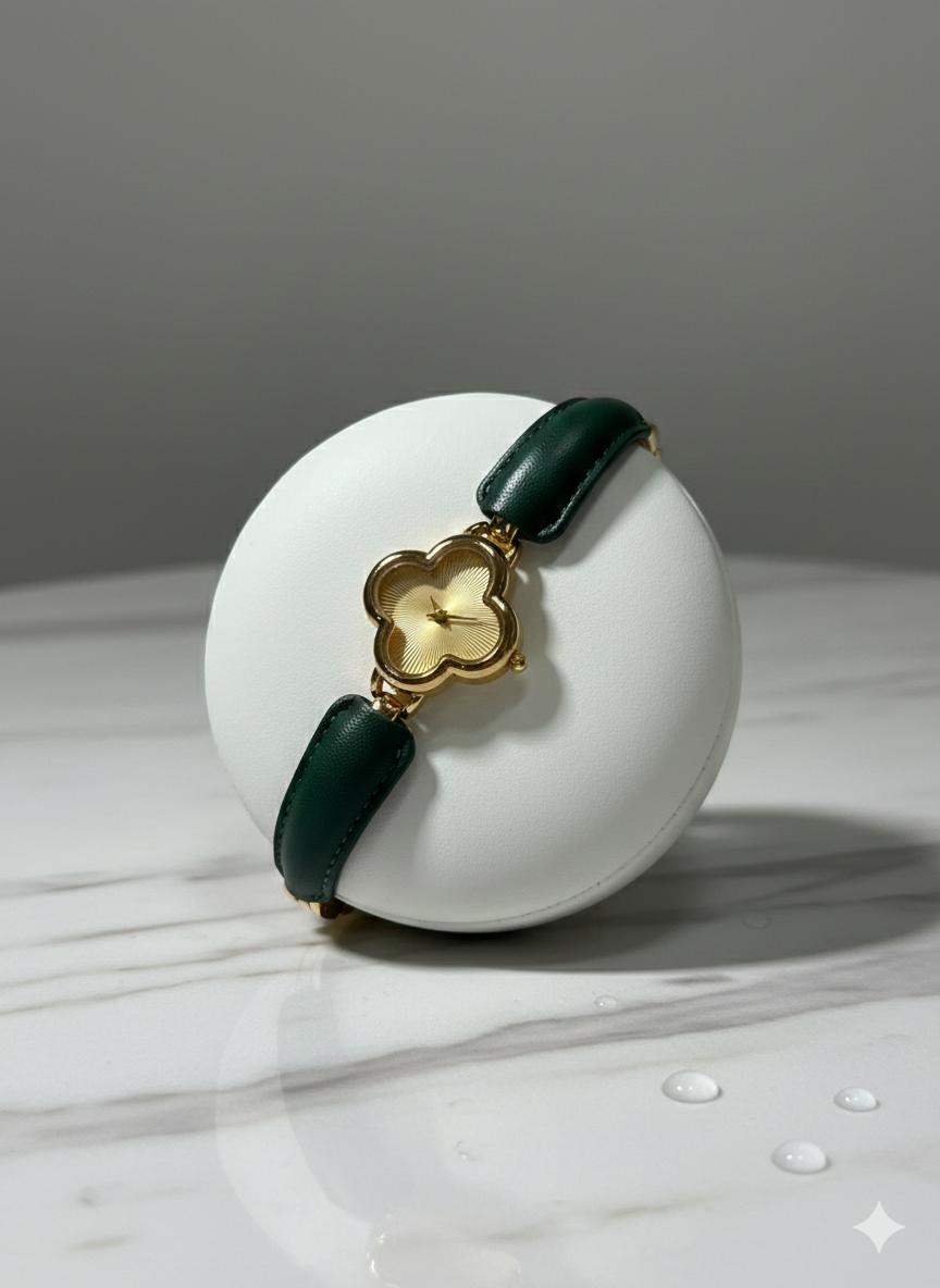 Goldene Damenuhr – Clover Edition Grün