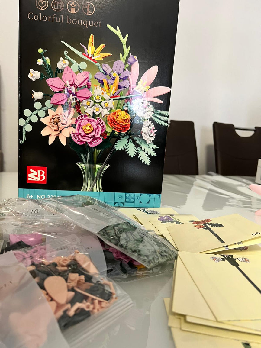 Bunter Blumenstrauß Bausatz – Farbenfrohe Blumenkreation zum Selberbauen!