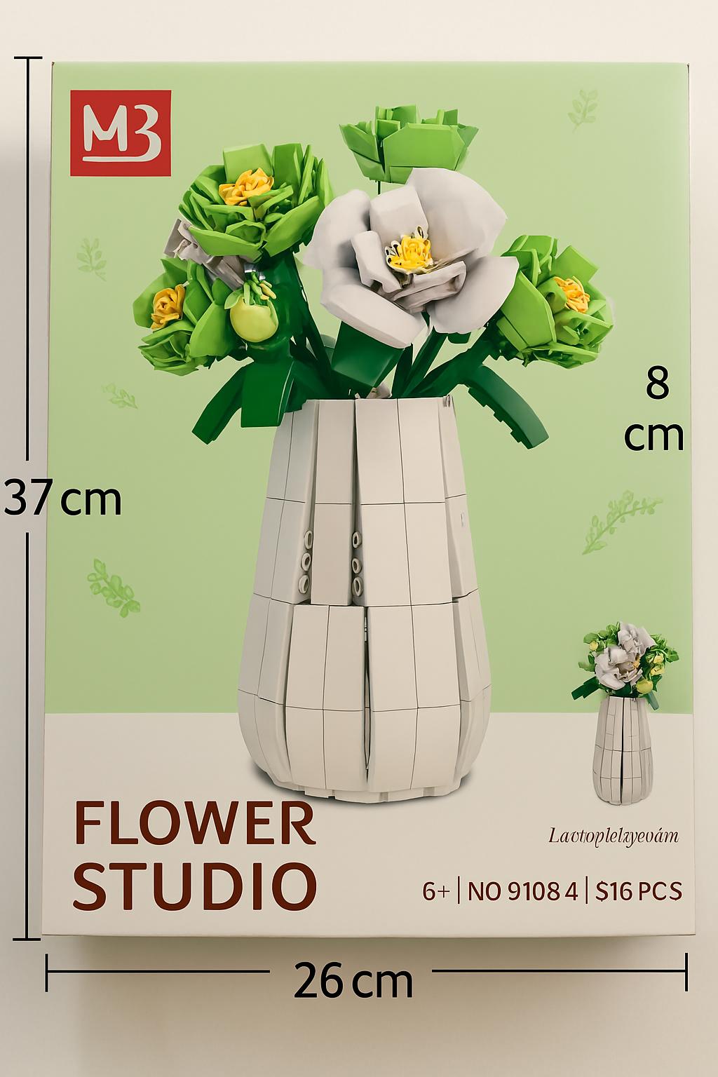 Botanischer Blumenstrauß mit Vase