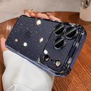Glitzernde transparente Handyhülle mit Plattierung – Slim Cover mit Kameraschutz für iPhone 14–17 Pro Max & Air