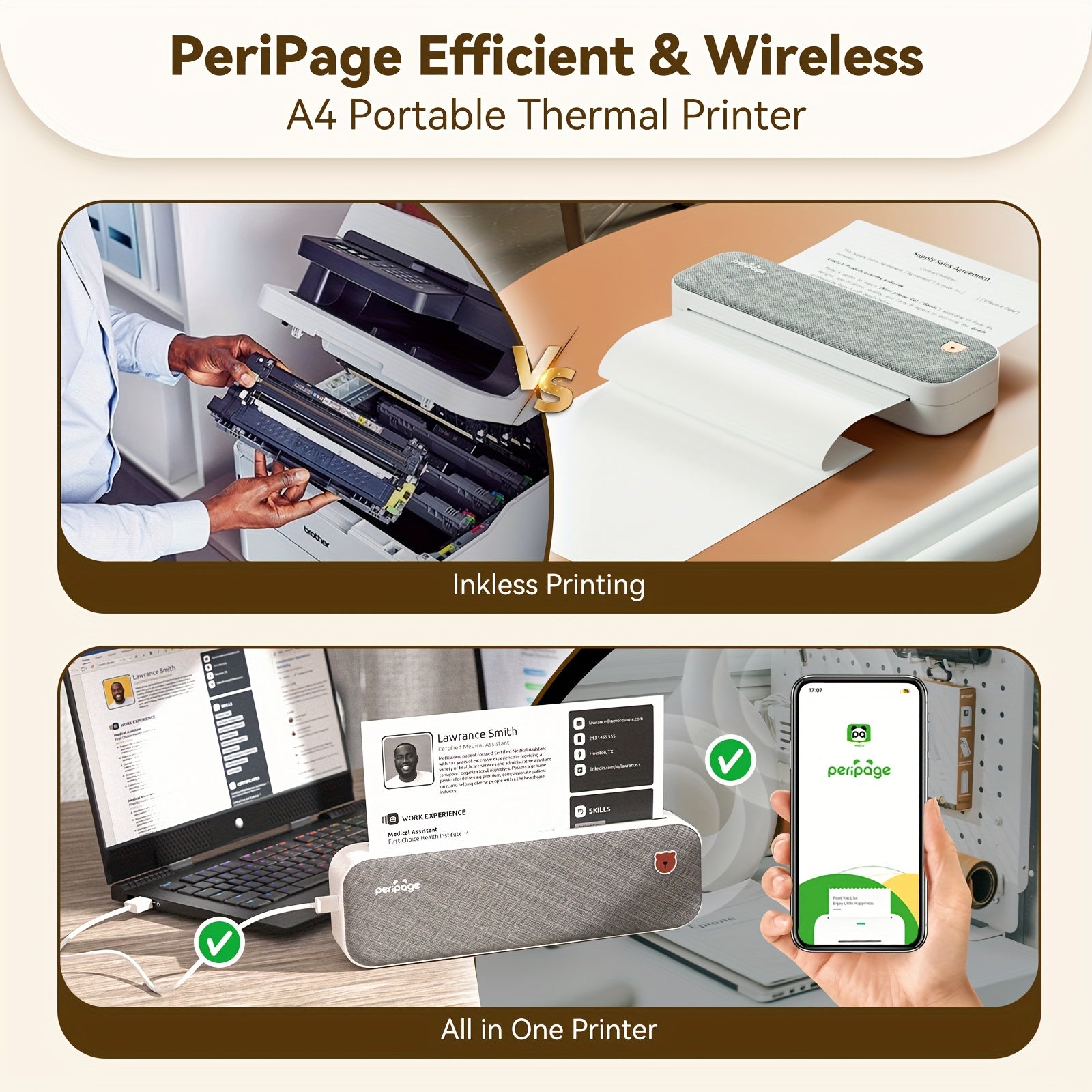 PeriPage A40 | Tragbarer Inkless Thermodrucker | Wireless
